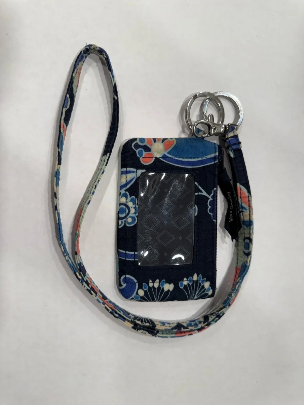 Vera Bradley Zip ID Case Wallet and Lanyard Set Lotus Flower Swirl